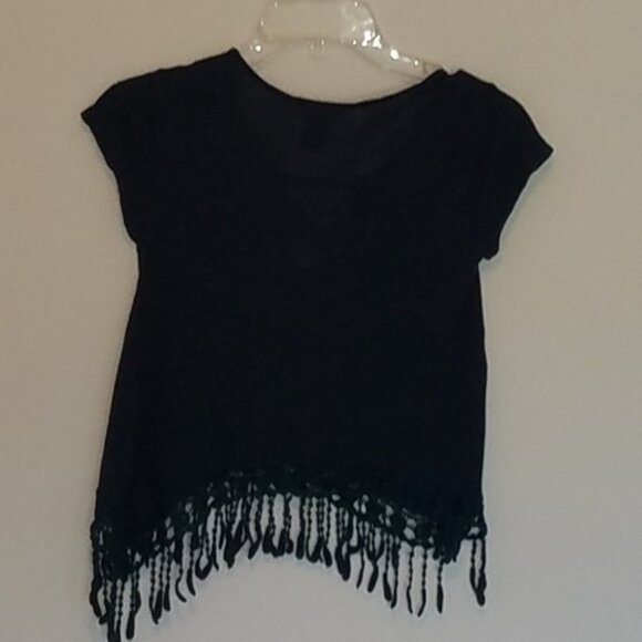 Rue 21 Crop Top Shirt Tassel Dark Teal Cap Sleeves Junior's WOMEN'S EXTRA SMALL - Picture 8 of 12